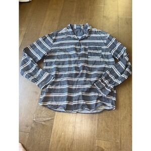 Earthbound Trading Co Men's Size XL Gray Striped Button Up Shirt 100% Cotton